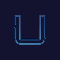 Letter U Tech Logo Design Vector