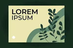 Green sage background with text space and leaves element. For Cover, Presentation, Template, Card, Web, Banner vector