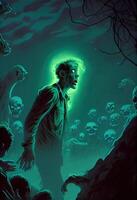 illustration of the fact that the zombies were naturally bioluminescent made the hoards of them oddly beautiful at night photo