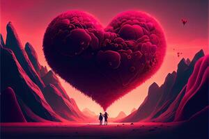 illustration of Valentine day background, love, romantic concept, heart shape. Neural network generated art. Digitally generated image. Not based on any actual scene or pattern. photo