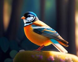 Colorful bird on a background of nature. 3d illustration. photo