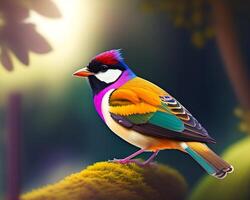 Colorful bird on a background of nature. 3d illustration. photo