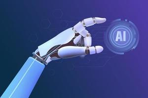 robot artificial intelligence, robot arm graphic with AI symbol vector
