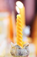 Candle light to worship the Buddha images in the temple, Thailand photo