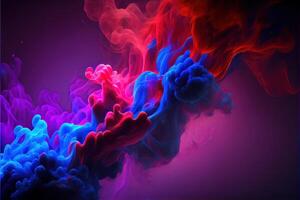 illustration of Dramatic smoke and fog in contrasting vivid red, and purple, viva magenta colors. Vivid and intense abstract background or wallpaper. photo