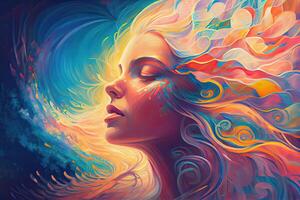 illustration of euphoria dreamy aura calming psychedelic spirituality illustration photo