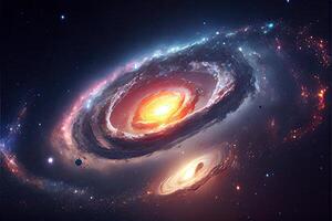 illustration of Milky Way Galaxy colliding with Andromeda Galaxy, universal and outer space photo