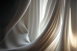 illustration of white cloth in dark room, back light. Texture and material photo