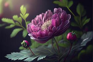 illustration of flowers concept art. Chinese digital art, style and background. Retro texture. Close focus. photo