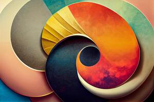 illustration of Colorful abstract panorama wallpaper background with round shapes and forms. Abstract organic floral wallpaper background illustration photo