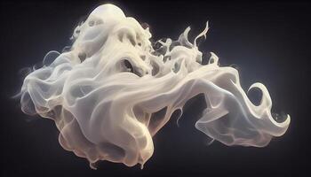 illustration of White curve fog, smoke, clouds, fire and dark background with spotlight. Abstract illustration art. Pattern texture, use for ad, poster and template, business.Digital art photo