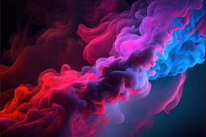 illustration of Dramatic smoke and fog in contrasting vivid red, and purple, viva magenta colors. Vivid and intense abstract background or wallpaper. photo