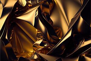 illustration of Foil golden and silver, crumpled metal texture photo