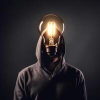 A man with a light bulb intead of head photo