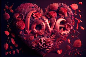 illustration of Valentine day background, love, romantic concept, heart shape. Neural network generated art. Digitally generated image. Not based on any actual scene or pattern. photo