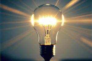 illustration of bright idea for business, education, star up growth, light bulbs on dark background, idea concept photo