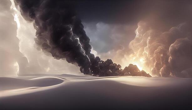 illustration of White curve fog, smoke, clouds, fire and dark background with spotlight. Abstract illustration art. Pattern texture, use for ad, poster and template, business.Digital art photo