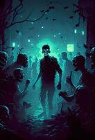 illustration of the fact that the zombies were naturally bioluminescent made the hoards of them oddly beautiful at night photo