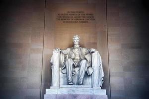 Washington DC, Abraham LIncoln statue inside Lincoln Memorial, built to honor the 16th President of the United States of America photo