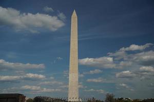 washington dc monument detail on the deep blue sky background photo