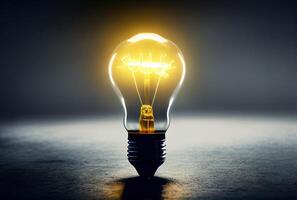 illustration of bright idea for business, education, star up growth, light bulbs on dark background, idea concept photo