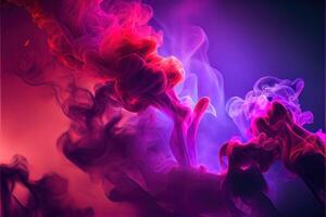 illustration of Dramatic smoke and fog in contrasting vivid red, and purple, viva magenta colors. Vivid and intense abstract background or wallpaper. photo