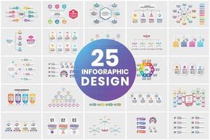 Business infographic and diagram vector collection with colorful shapes. Data visualization and chart bar template set design with geometric shapes. Flat business presentation graph chart bundle.