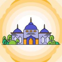 purple color flat style mosque illustration vector