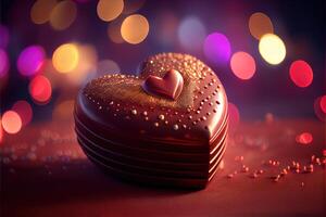 illustration of Valentine chocolate, love, romantic, blur colorful bokeh background. Neural network generated art. Digitally generated image photo