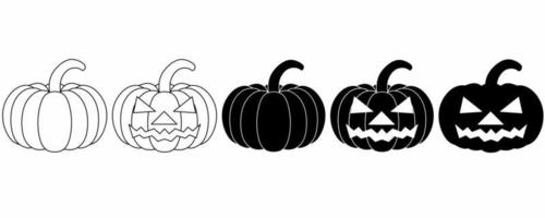 outline silhouette pumkin icon set isolated on white background vector