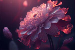 illustration of flowers concept art. Chinese digital art, style and background. Retro texture. Close focus. photo