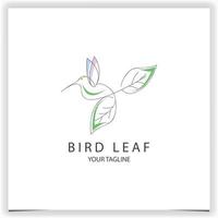 Minimalist bird nature leaf logo concept with clean and elegant lines style design vector illustration logo premium elegant template vector eps 10