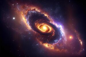 illustration of Milky Way Galaxy colliding with Andromeda Galaxy, universal and outer space photo