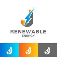 J letter Renewable Energy Logo Design vector