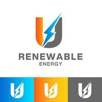 U letter Renewable Energy Logo Design vector