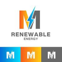 M letter Renewable Energy Logo Design vector