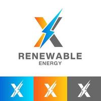 X letter Renewable Energy Logo Design vector