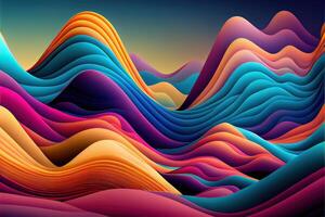illustration of Colorful wavy abstract layers as panorama background wallpaper photo