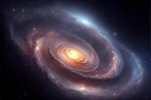 illustration of Milky Way Galaxy colliding with Andromeda Galaxy, universal and outer space photo
