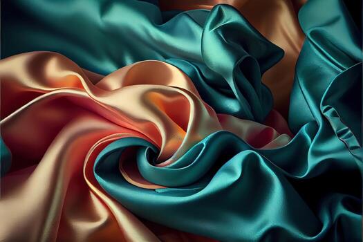 illustration of soft silk colorful fabric, texture and background photo