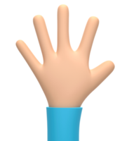 3D rendering, 3D illustration. Cartoon character hand isolated on transparent background. Simple open palm gesture png