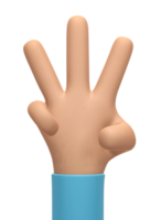 3D rendering, Cartoon character hand isolated on transparent background png