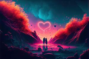 illustration of Valentine day background, love, romantic concept, heart shape. Neural network generated art. Digitally generated image. Not based on any actual scene or pattern. photo