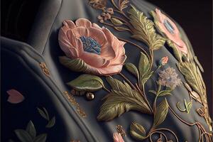 illustration of multicolor ethnic hand embroidery pattern design photo