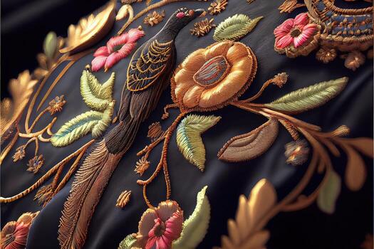 illustration of multicolor ethnic hand embroidery pattern design photo