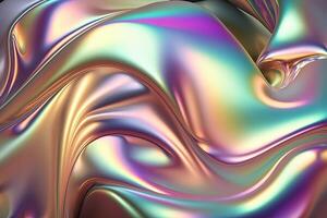 illustration of holographic liquid background. Holographic iridescent backdrop. Pearlescent gradient and foil effect for design prints. Rainbow metal photo