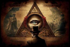 generativo ai ilustración de historia y misterios de Illuminati concepto foto