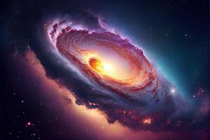 illustration of Milky Way Galaxy colliding with Andromeda Galaxy, universal and outer space photo