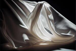 illustration of white cloth in dark room, back light. Texture and material photo