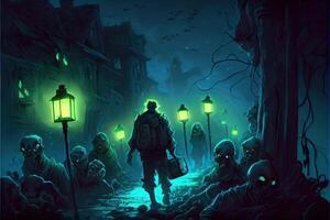 illustration of the fact that the zombies were naturally bioluminescent made the hoards of them oddly beautiful at night photo